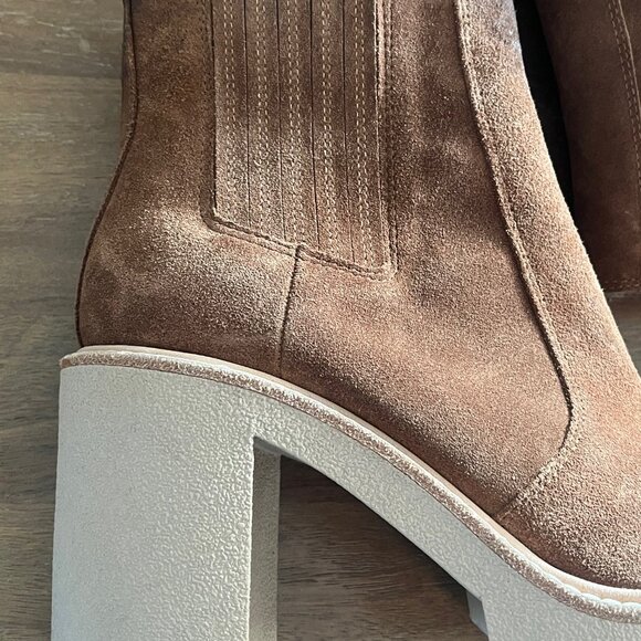 Gianni Bini Ryker Brown Suede Heeled Boots Size 10M Chunky Platform Block Heel - Picture 9 of 11